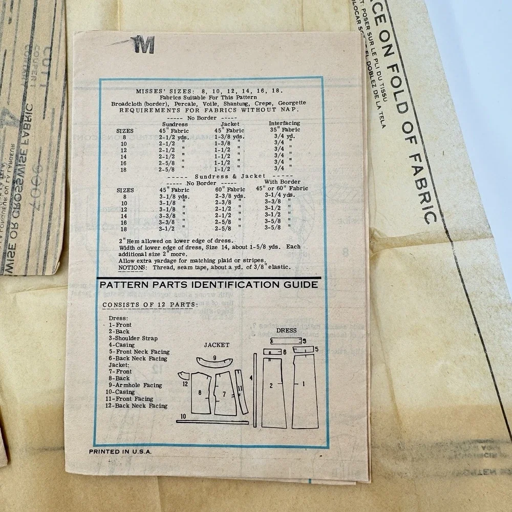 VTG Marian Martin 9007 Sundress & Jacket Sewing Pattern SZ 12 Mail Order 60s HTF
